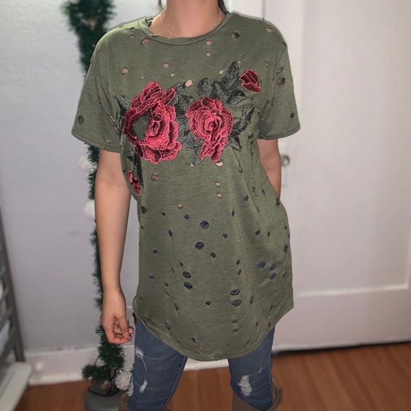 Local Lab Tops - Rose Ripped Style Shirt
